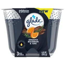Glade 3 Wick Scented Candle, Smooth Bourbon & Oak, 6.8 oz