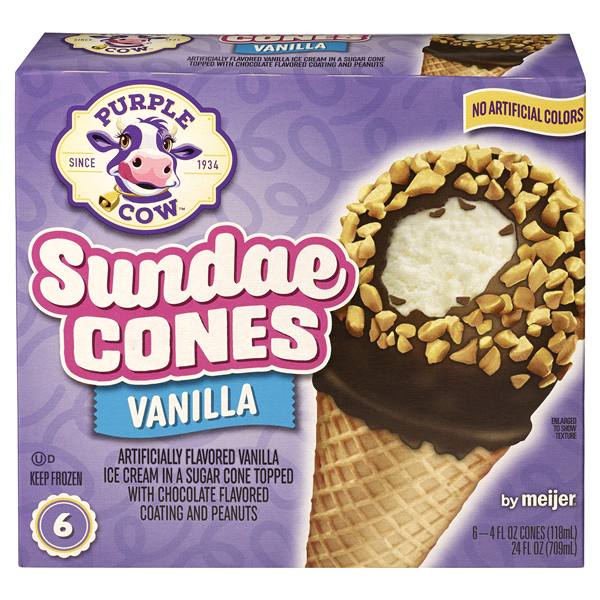 slide 1 of 1, Purple Cow Sundae Cone Vanilla, 24 oz, 6 ct