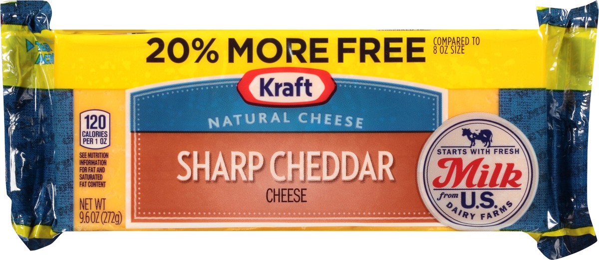 slide 4 of 13, Kraft Sharp Cheddar Cheese Block, 9.6 oz Wrapper, 9.6 oz