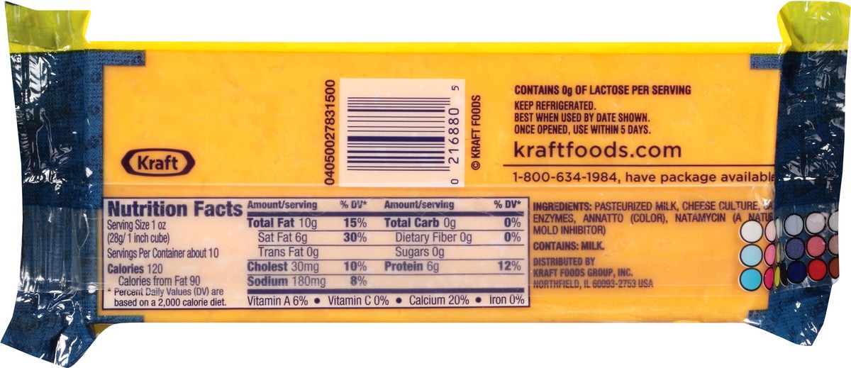 slide 9 of 13, Kraft Sharp Cheddar Cheese Block, 9.6 oz Wrapper, 9.6 oz