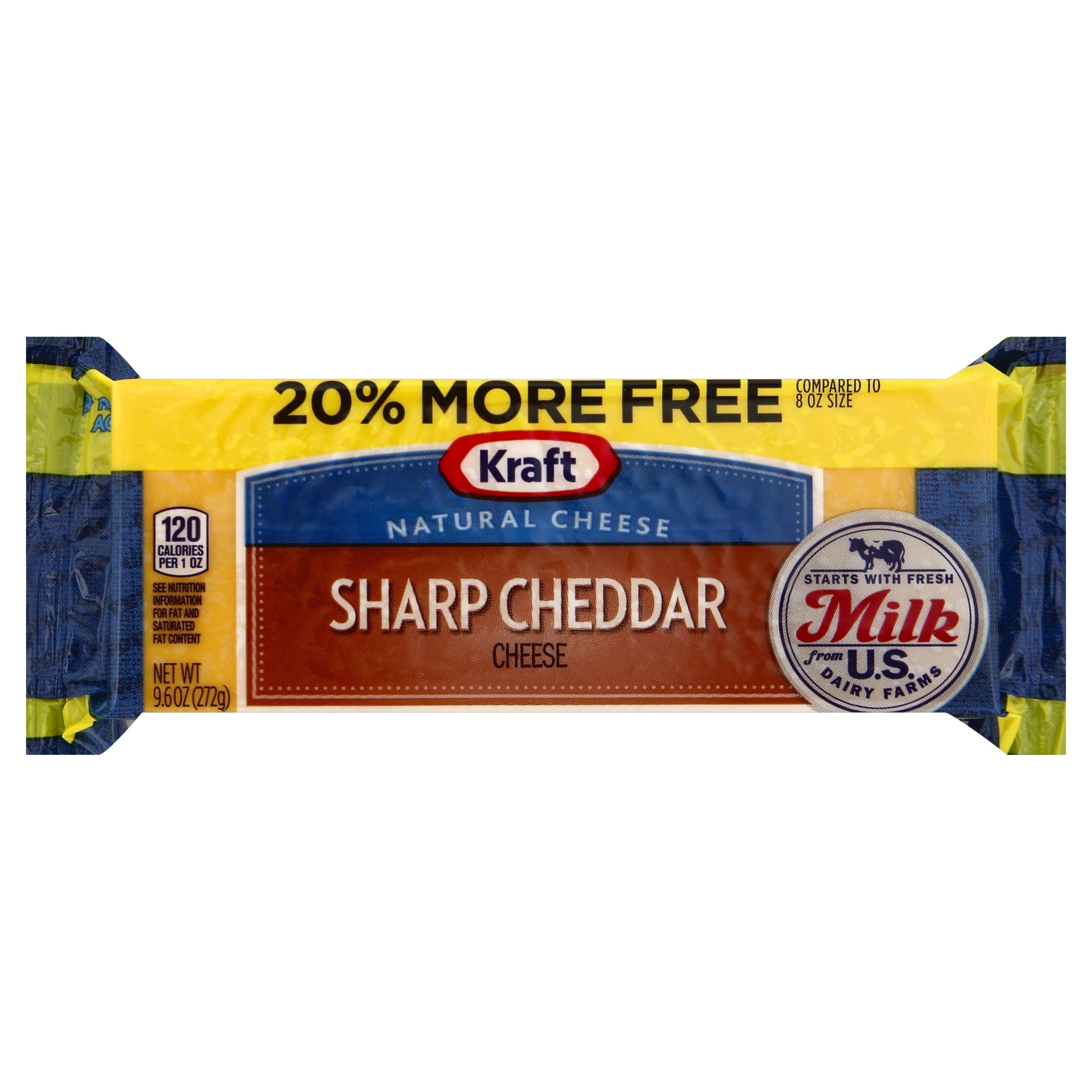 slide 1 of 1, Kraft Sharp Cheddar Cheese Bar Bonus Pk, 9.6 oz
