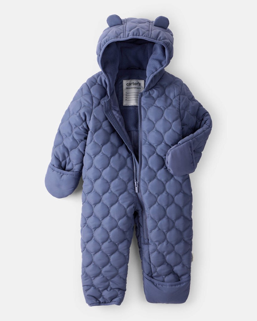 slide 2 of 4, Carter's Baby Boy 1-Piece Quilted Pram Snowsuit - Navy Blue 6-9, 1 ct