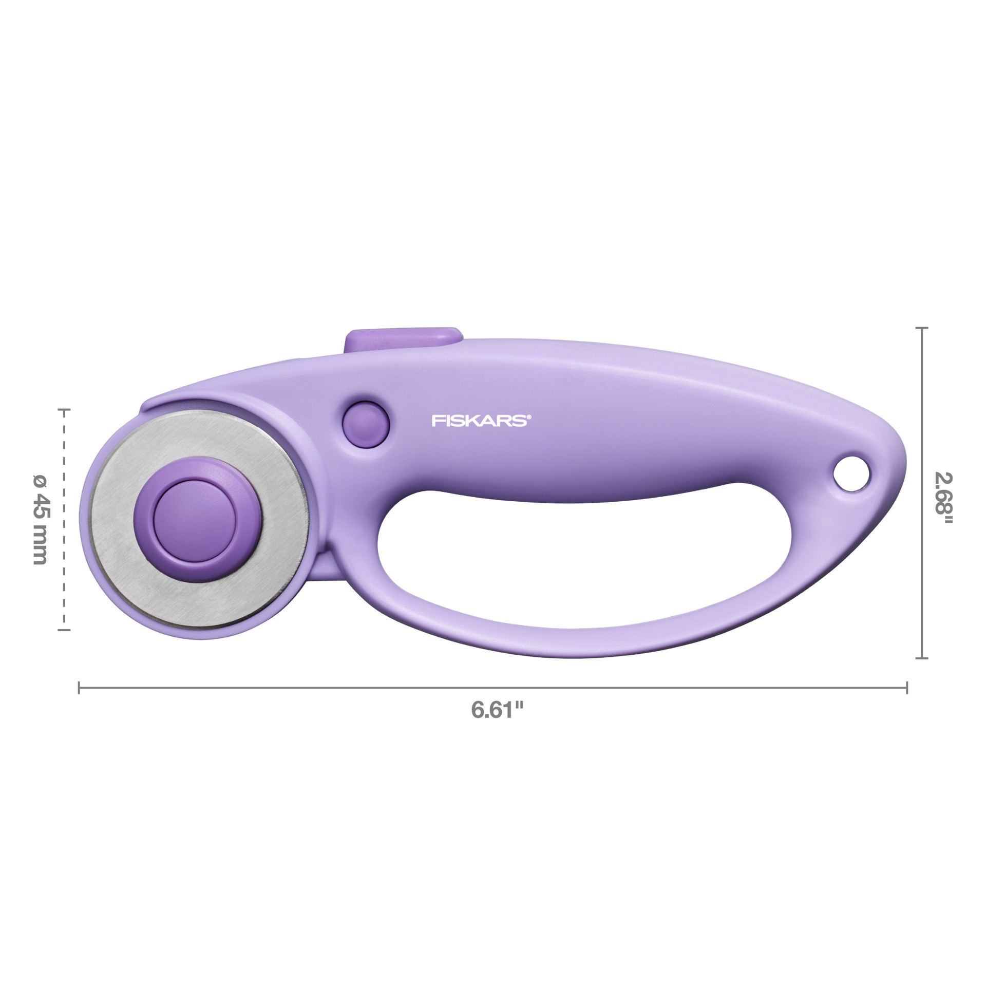 slide 3 of 10, Fiskars 45mm Ultra Lilac Loop Rotary Cutter, 45 mm