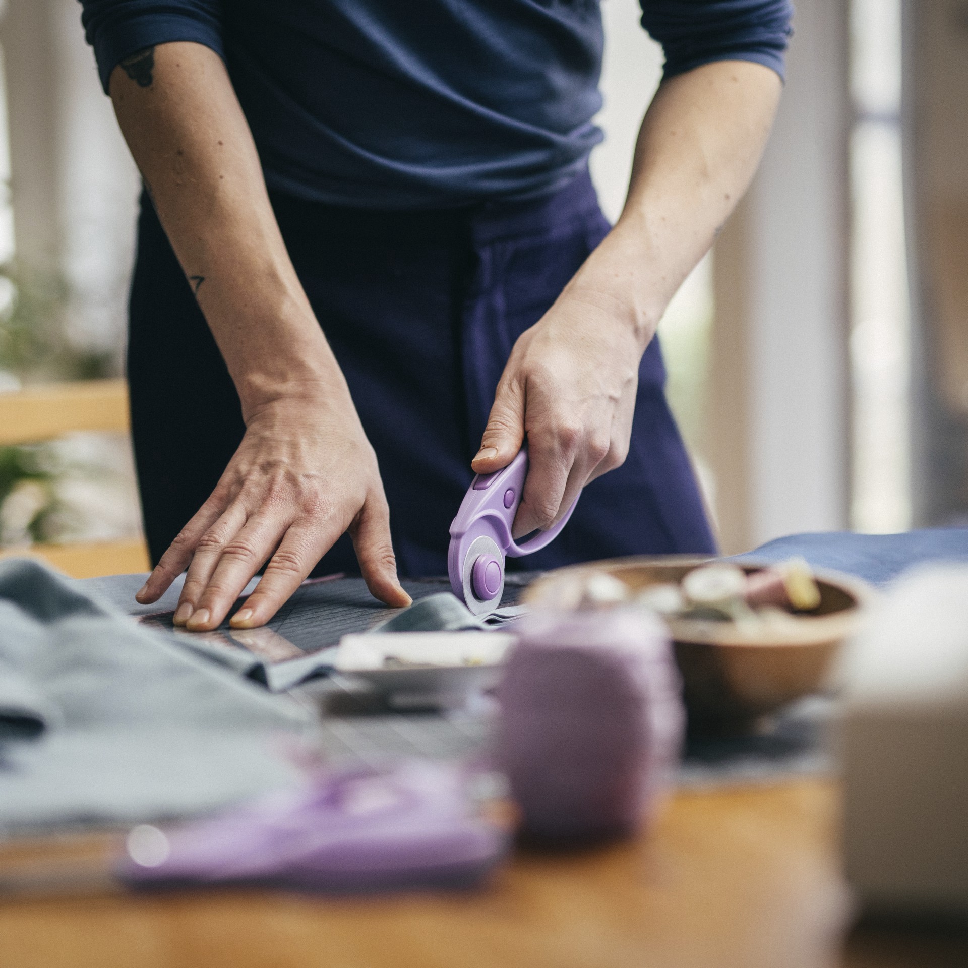 slide 6 of 10, Fiskars 45mm Ultra Lilac Loop Rotary Cutter, 45 mm