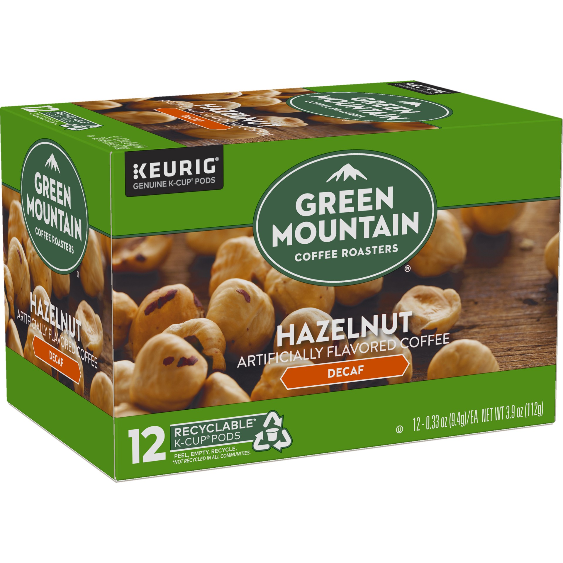 slide 3 of 5, Green Mountain Coffee Roasters Hazelnut Decaf Keurig Single-Serve K-Cup pods, Light Roast Coffee, 12 Count, 12 ct