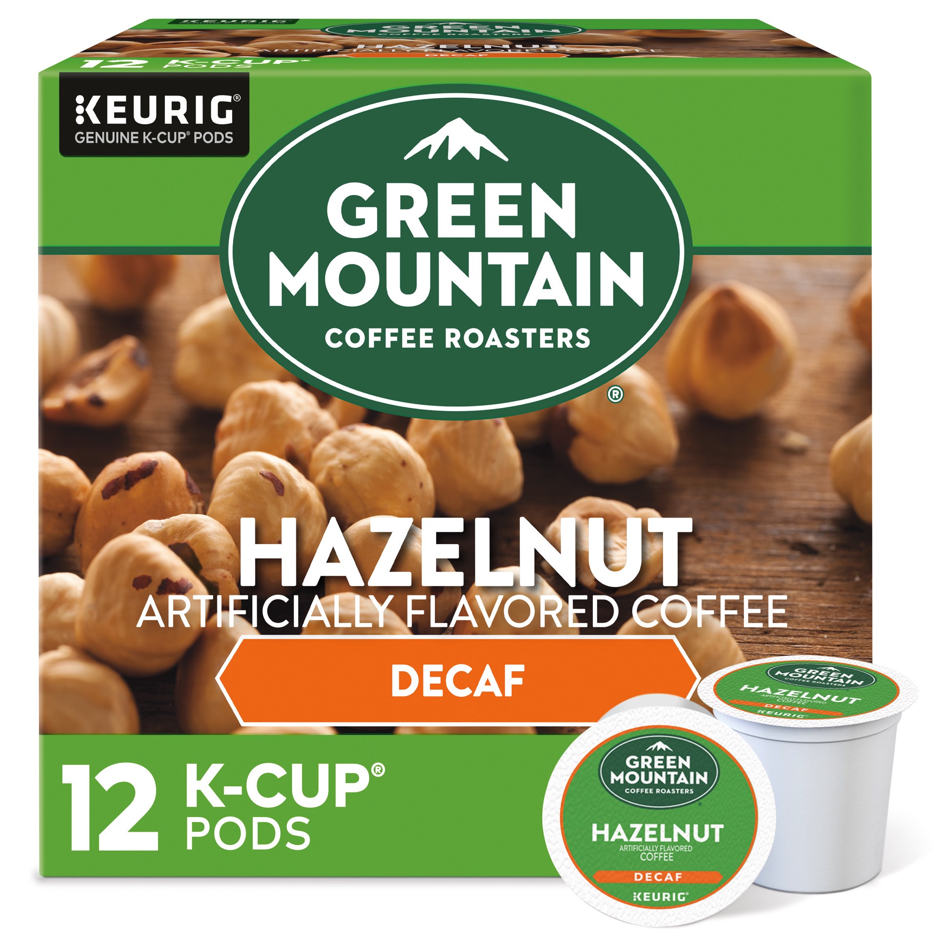 slide 1 of 5, Green Mountain Coffee Roasters Hazelnut Decaf Keurig Single-Serve K-Cup pods, Light Roast Coffee, 12 Count, 12 ct