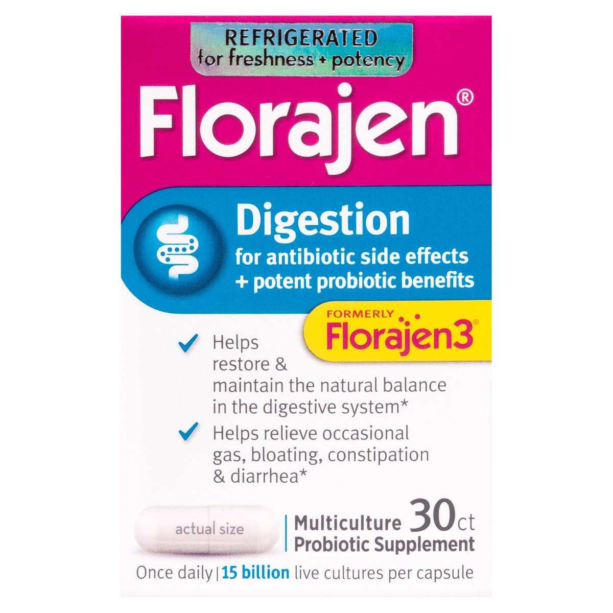 slide 1 of 7, Florajen Probiotic Digestion, 30 ct