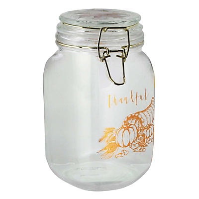 slide 1 of 1, Jay Imports Thankful Glass Jar, 50 oz