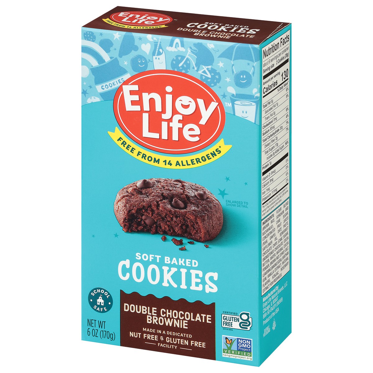 slide 2 of 9, Enjoy Life Double Chocolate Brownie Soft Baked Cookies, 6 oz Box, 6 oz