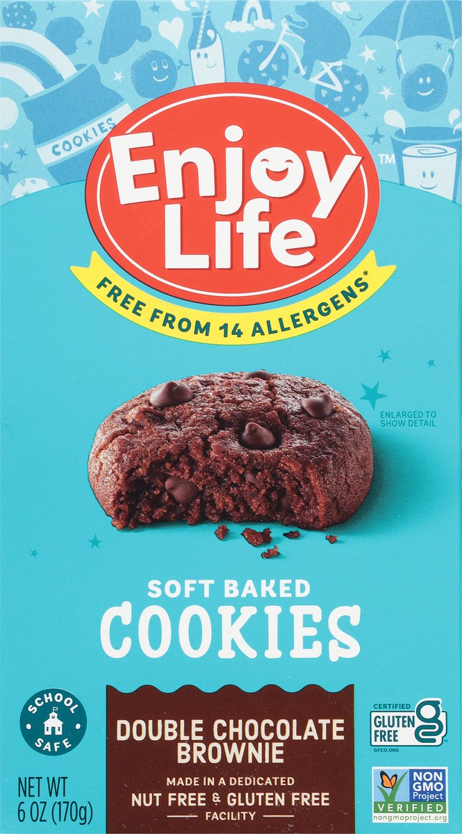 slide 7 of 9, Enjoy Life Double Chocolate Brownie Soft Baked Cookies, 6 oz Box, 6 oz