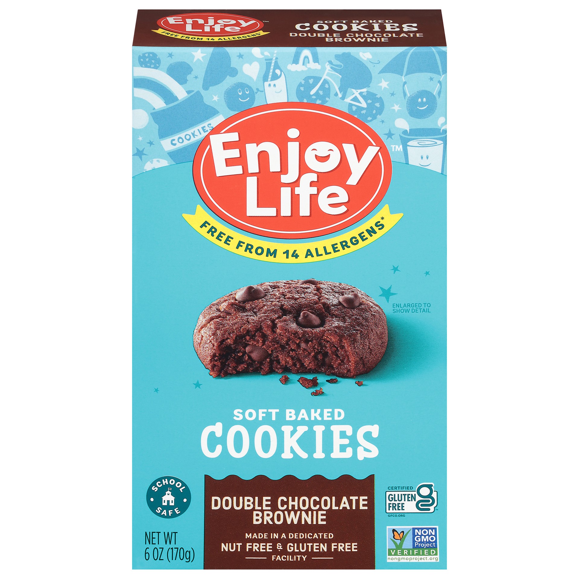 slide 1 of 9, Enjoy Life Double Chocolate Brownie Soft Baked Cookies, 6 oz Box, 6 oz