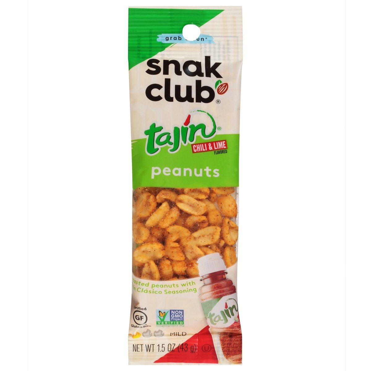 slide 1 of 9, Snack Club Tajin Mild Chili & Lime Flavored Peanuts 1 1.5 oz, 