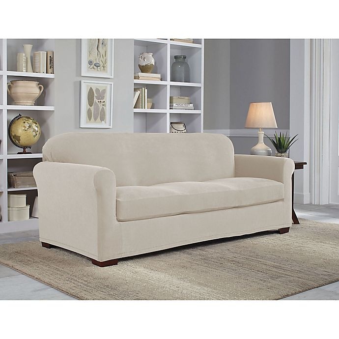 slide 1 of 1, Perfect Fit NeverWet Luxury Sofa Slipcover - Putty, 2 ct