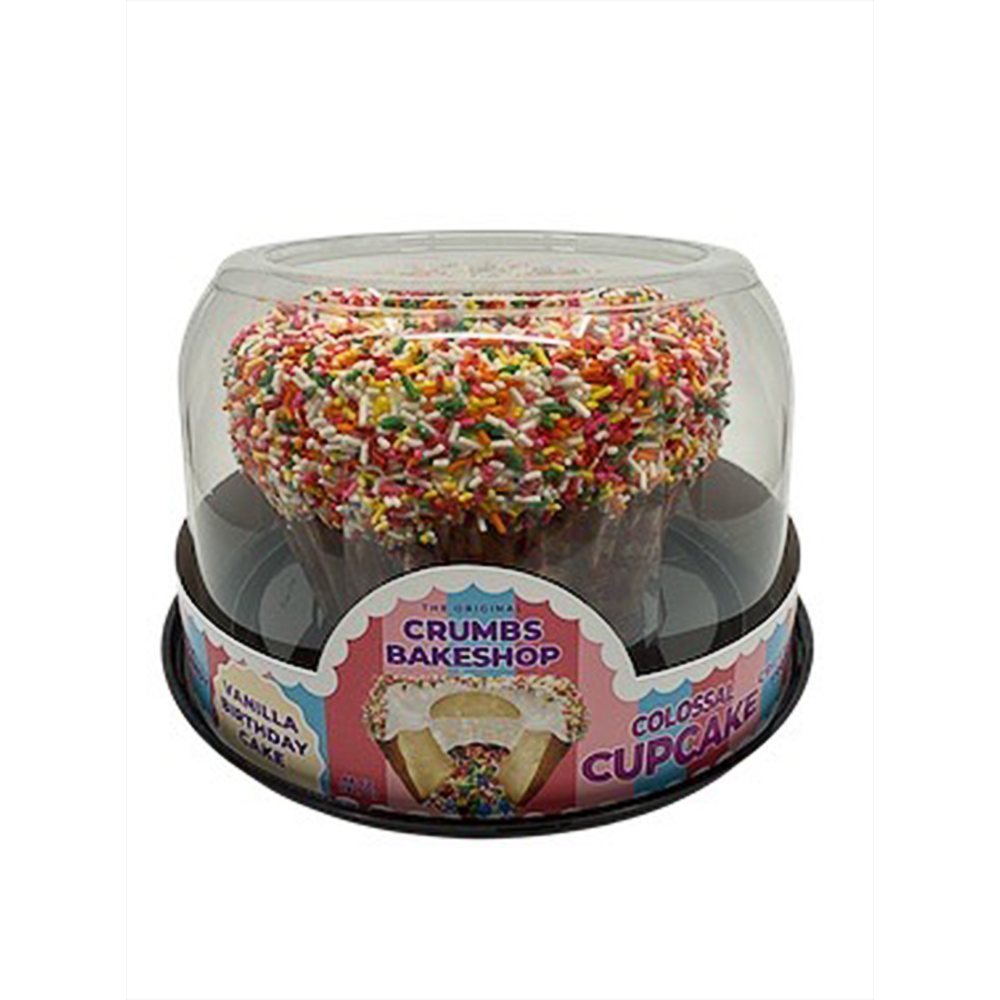 slide 1 of 2, Crumbs Bakery Vanilla Birthday Cake Colossal Cupcake, 60 oz