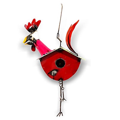 slide 1 of 1, Creative Decor Sourcing Metal Hanging Rooster Bird House, 24 in