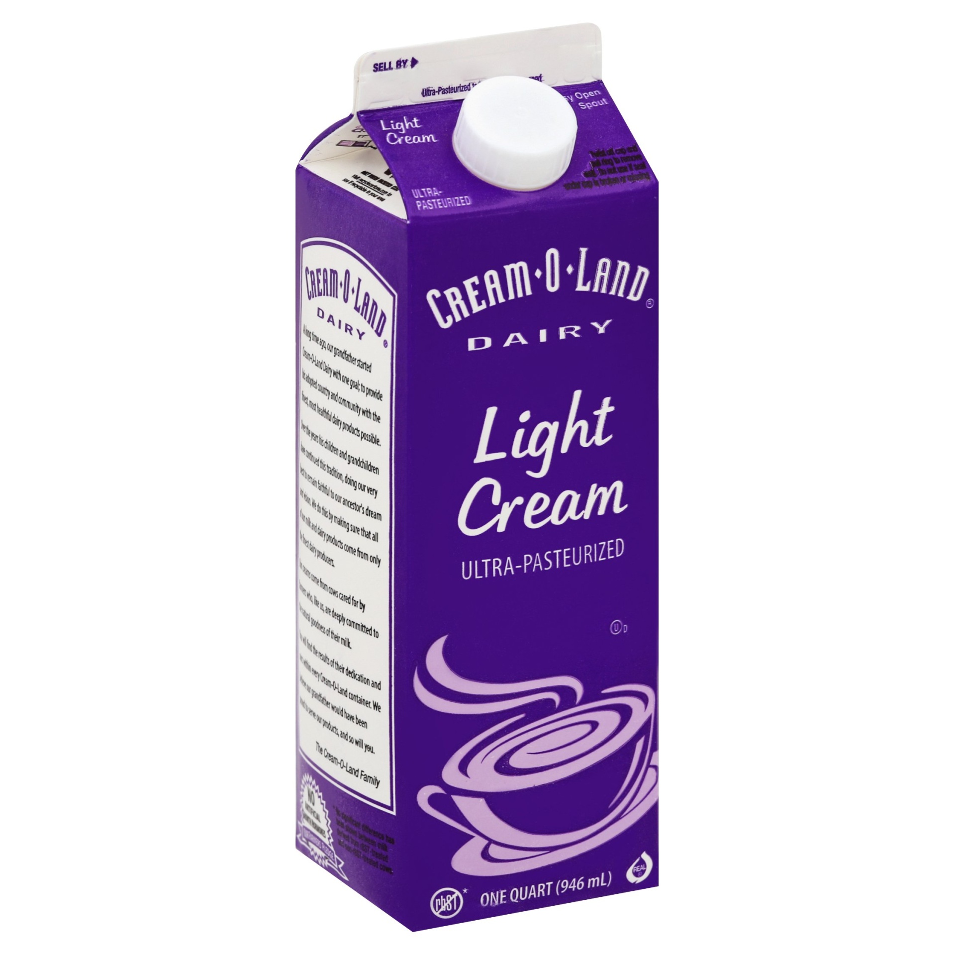 slide 1 of 1, Cream-O-Land Light Cream, 1 qt