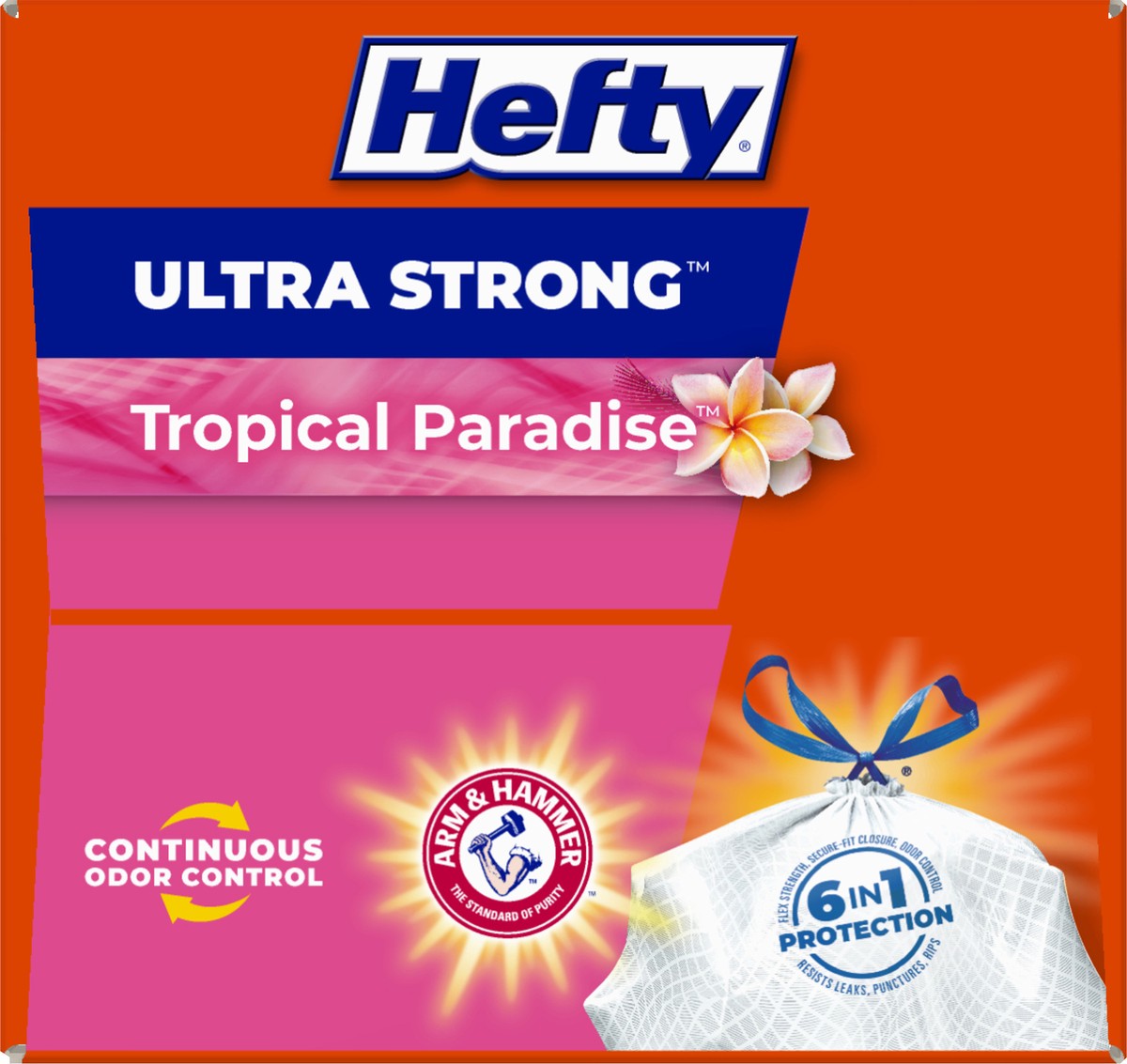 slide 2 of 8, Hefty Ultra Strong Ultra Strong 13 Gallon Drawstring Tropical Paradise Tall Kitchen Bags 40 ea, 40 ct