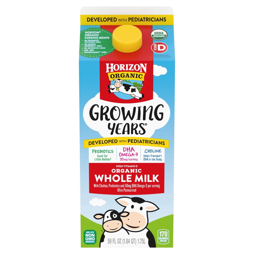 slide 1 of 5, Horizon Organic Growing Years Whole Milk with DHA Omega-3, 59 fl oz Carton, 59 fl oz