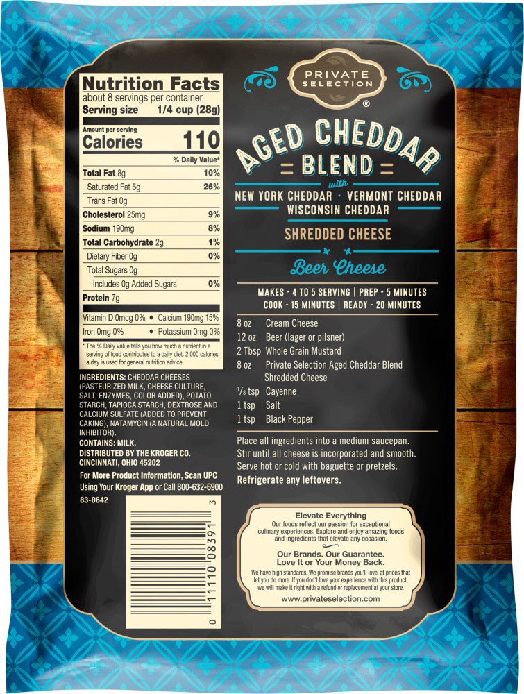 slide 2 of 2, Private Selection Aged Cheddar Blend Thick Cut Shredded Cheese - 8 oz, 8 oz