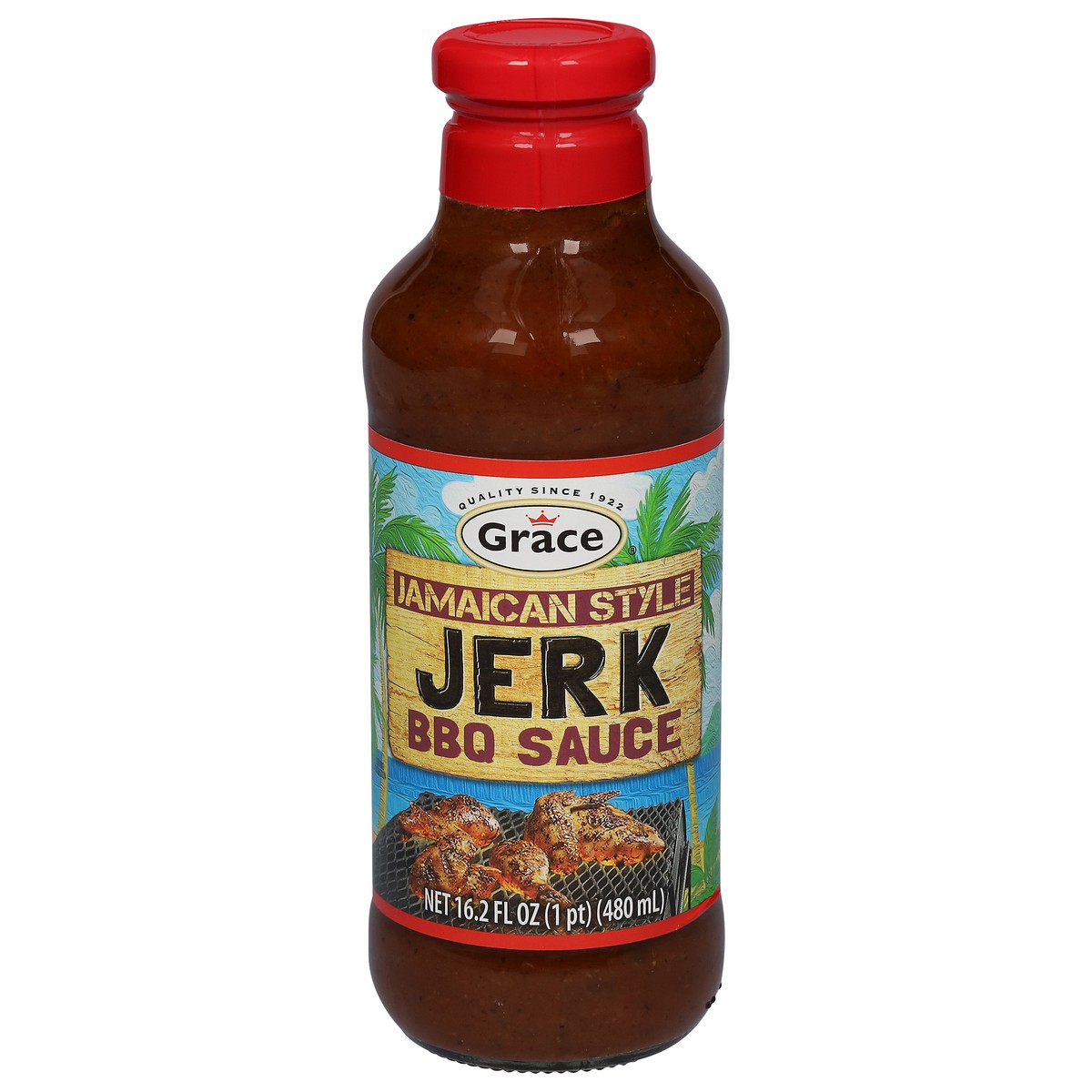 slide 1 of 9, Grace Jamaican Style Jerk BBQ Sauce 16.2 fl oz, 16.2 fl oz