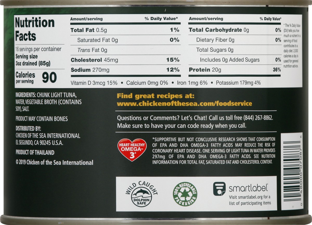 slide 6 of 10, Chicken of the Sea Tuna Light Chunk In Water, 1.88 kg