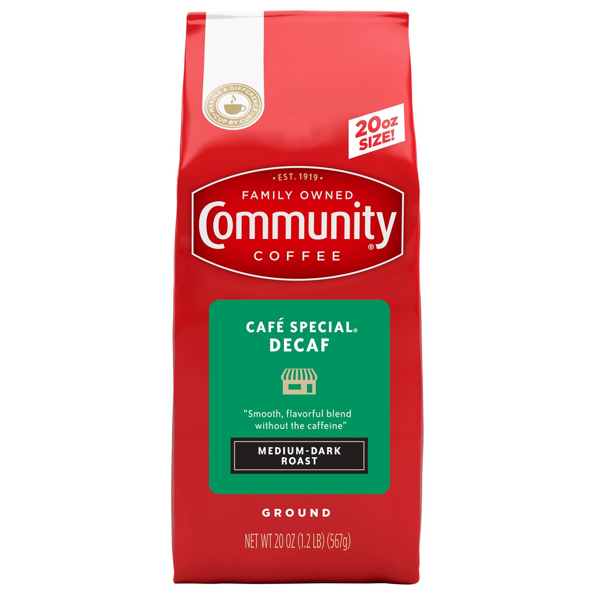 slide 5 of 9, Community Coffee Decaf coffee, 20 oz