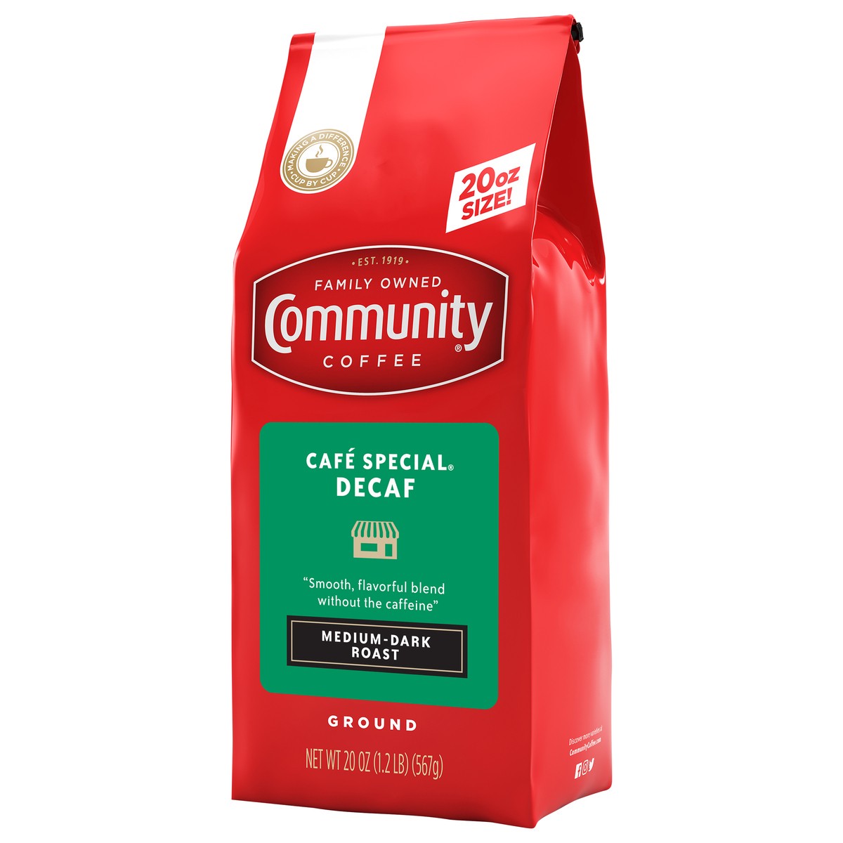 slide 6 of 9, Community Coffee Decaf coffee, 20 oz