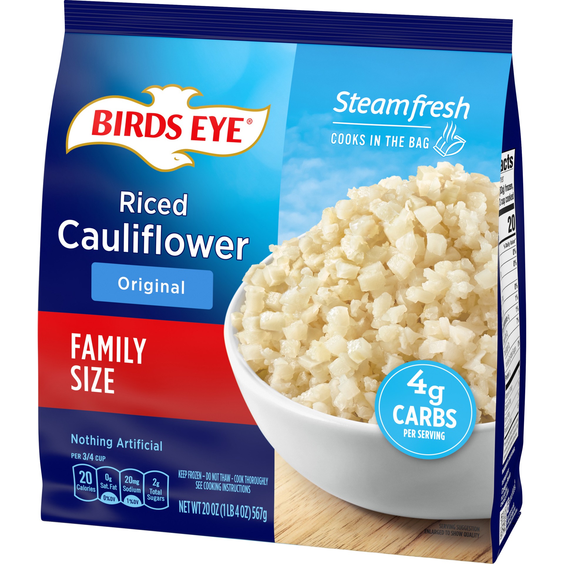 slide 4 of 5, Birds Eye Family Size Original Riced Cauliflower 20 oz, 20 oz