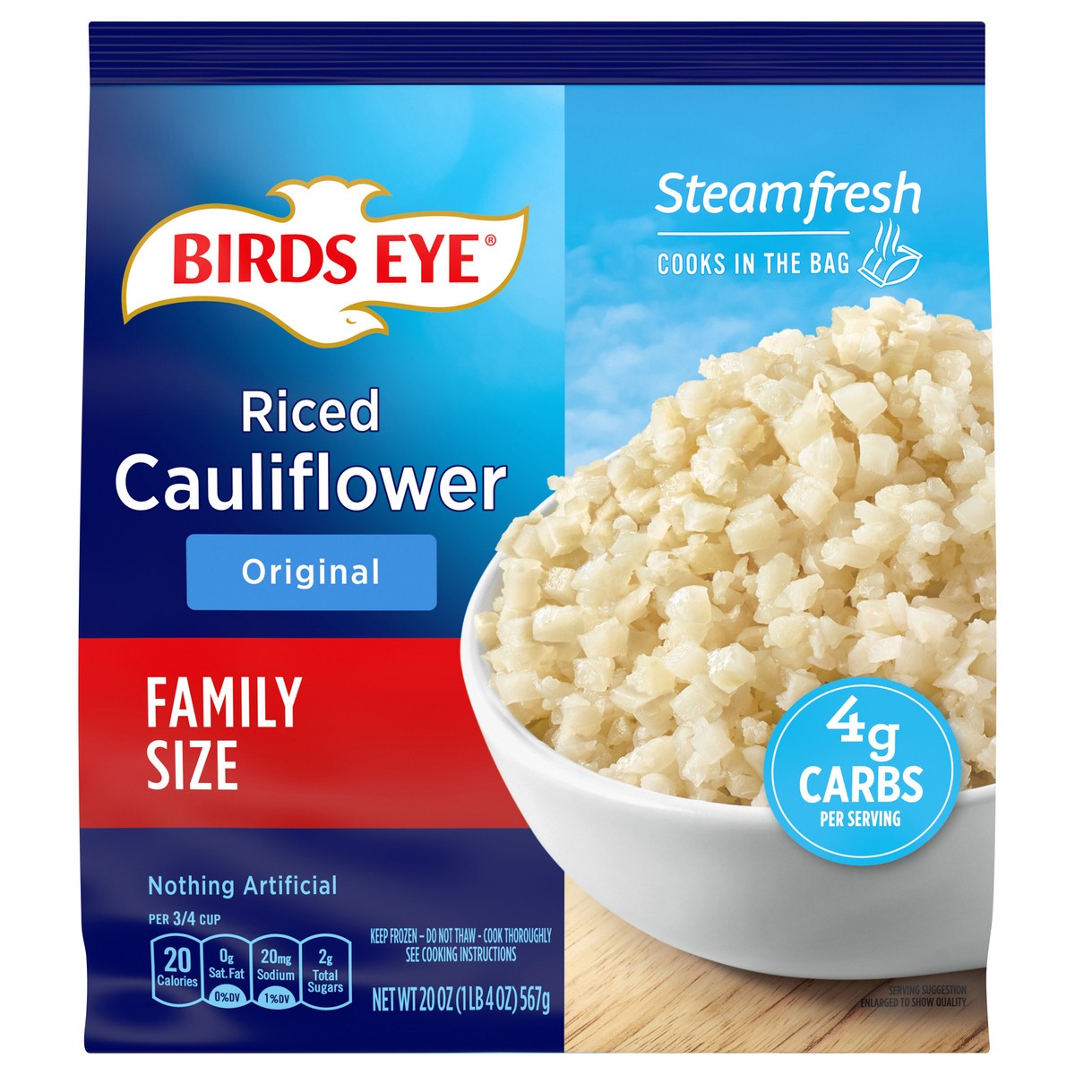 slide 1 of 5, Birds Eye Family Size Original Riced Cauliflower 20 oz, 20 oz