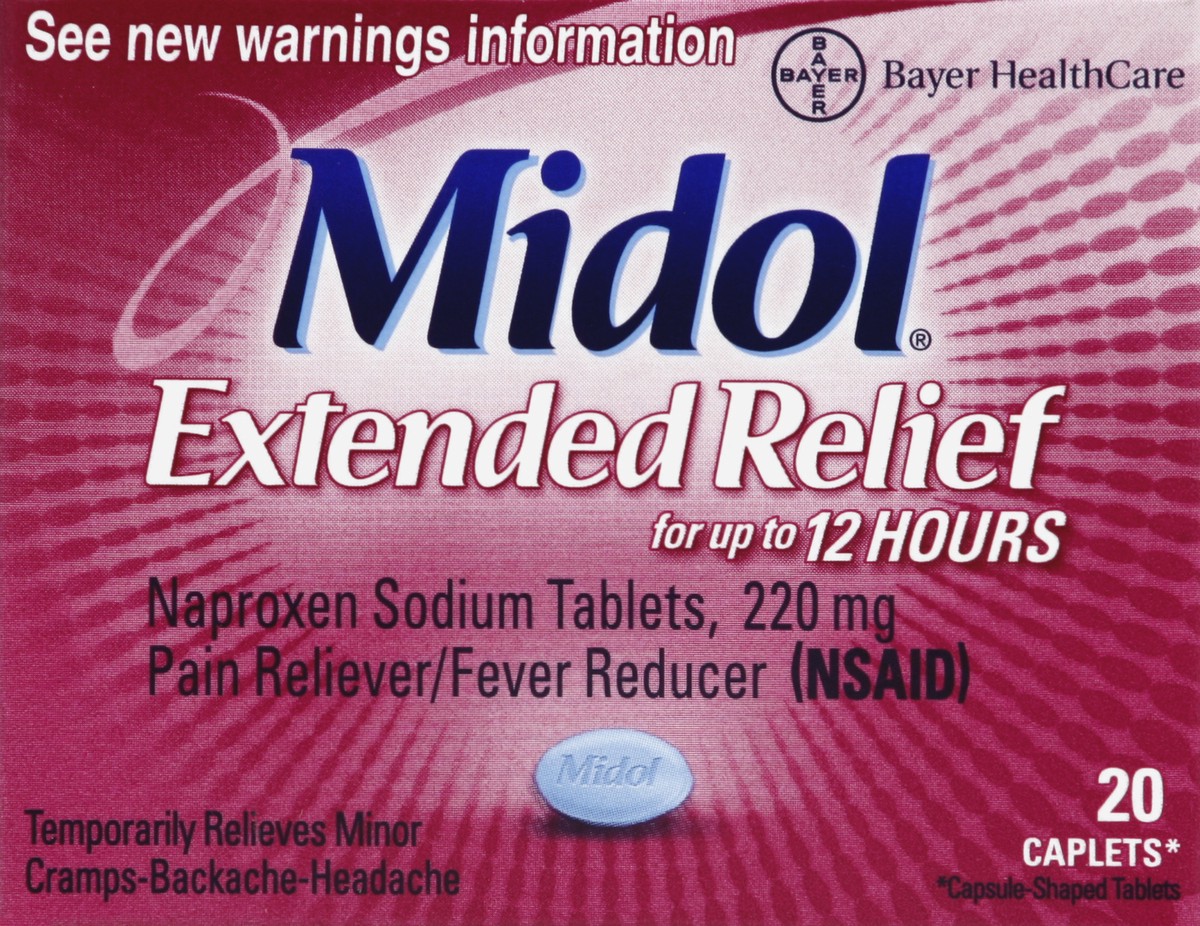 slide 1 of 7, Midol Pain Reliever/Fever Reducer 20 ea, 20 ct