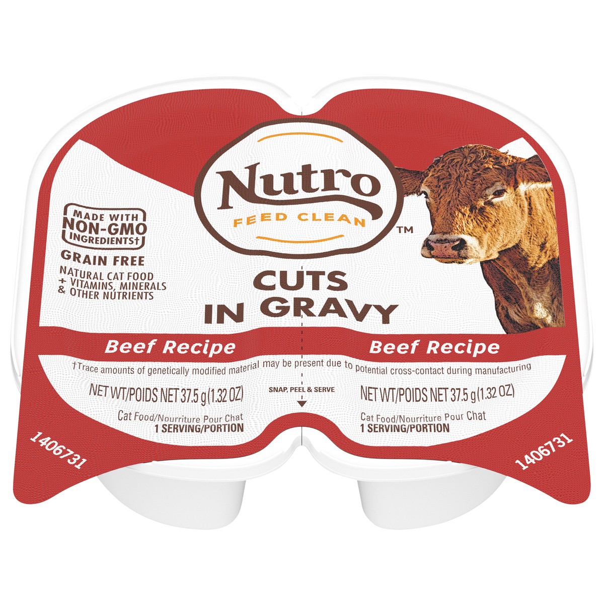 slide 5 of 16, Nutro Cuts in Gravy Grain Free Beef Recipe Cat Food 2 - 37.5 g Packs, 2.64 oz