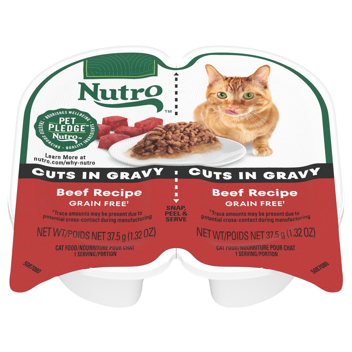 slide 1 of 16, Nutro Cuts in Gravy Grain Free Beef Recipe Cat Food 2 - 37.5 g Packs, 2.64 oz