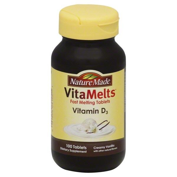 slide 1 of 1, Nature Made Vitamelts Vitamin D3 Creamy Vanilla Tablets, 100 ct