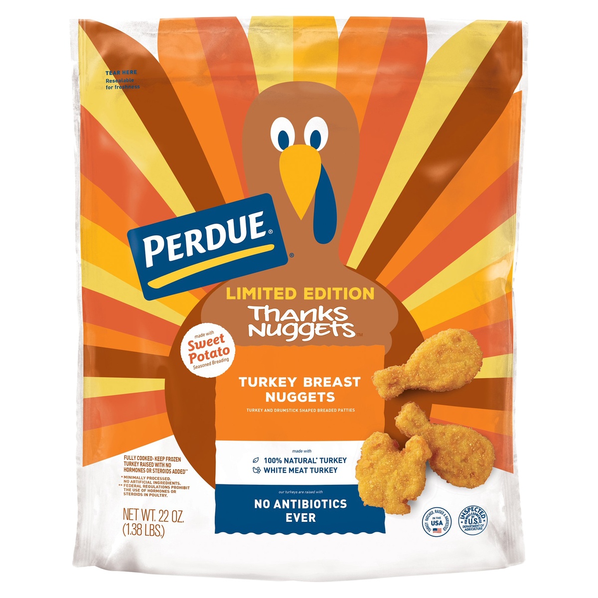 slide 1 of 1, PERDUE THANKSNUGGETS Turkey Breast Nuggets, 22 oz