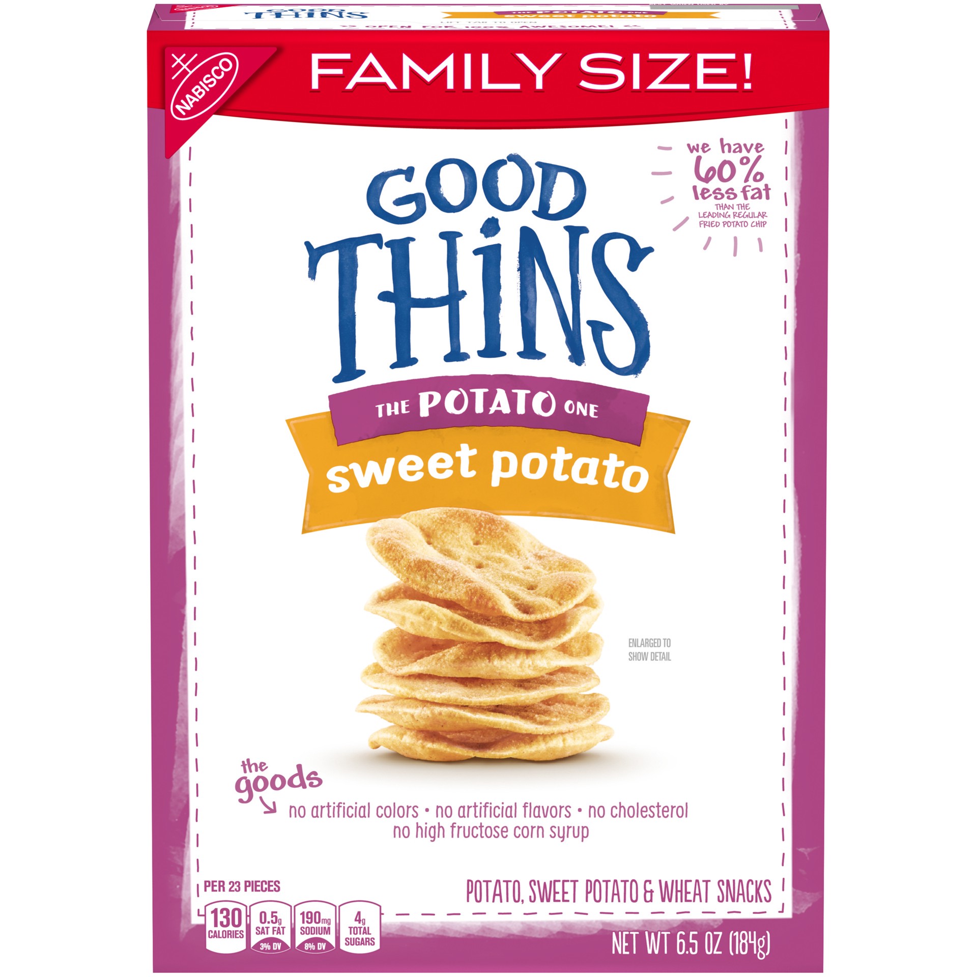 slide 1 of 5, Nabisco Good Thins Family Size Potato, Sweet Potato & Wheat Snacks, 6.5 oz