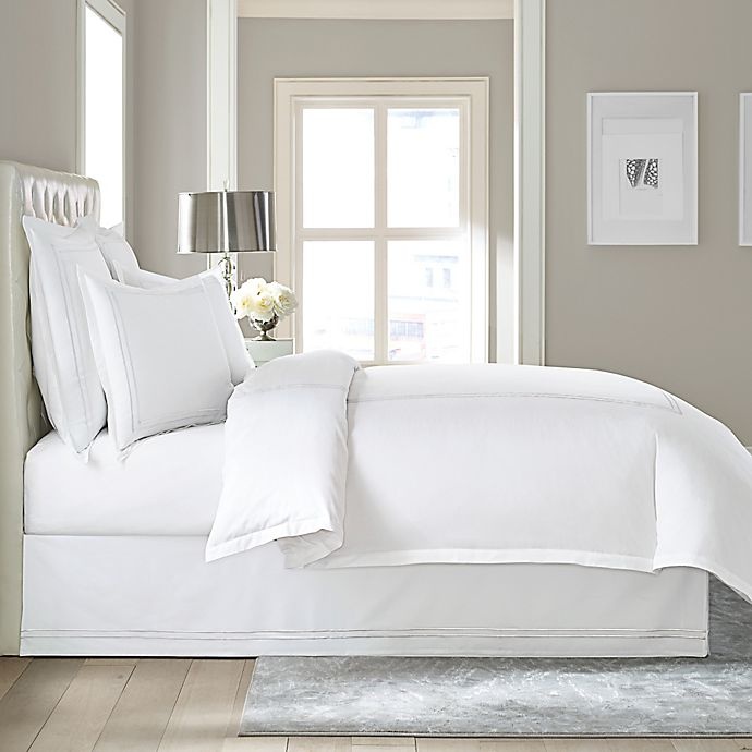 slide 1 of 1, Wamsutta Baratta Stitch Cotton Drop Twin Bed Skirt - White, 18 in