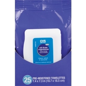 slide 1 of 1, CVS Pharmacy Oil-Free Night-Time Cleansing Towelettes, 25/Pack, 25 ct