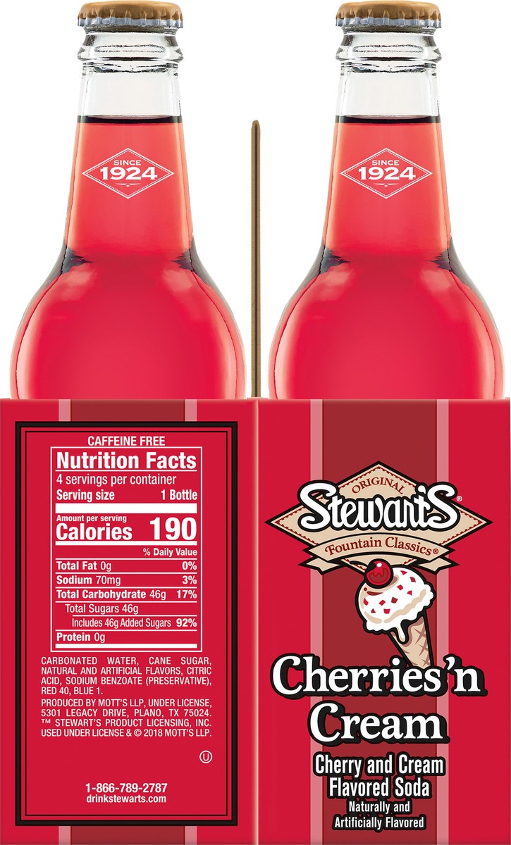 Stewart's Cherries'n Cream Made with Sugar glass bottles 4 ct