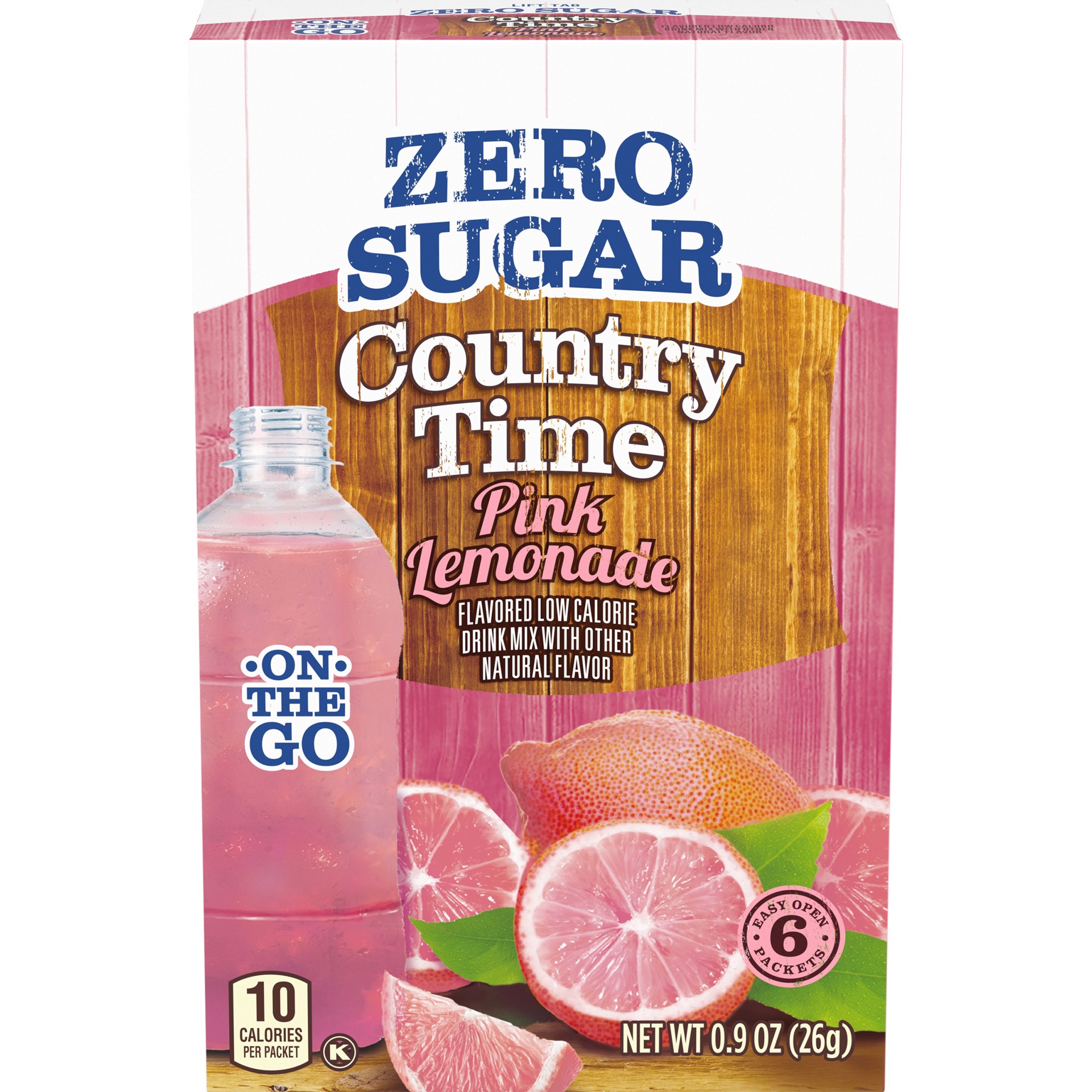 slide 1 of 5, Country Time Zero Sugar Pink Lemonade Naturally Flavored Powdered Drink Mix, 6 ct On-the-Go Packets, 6 ct