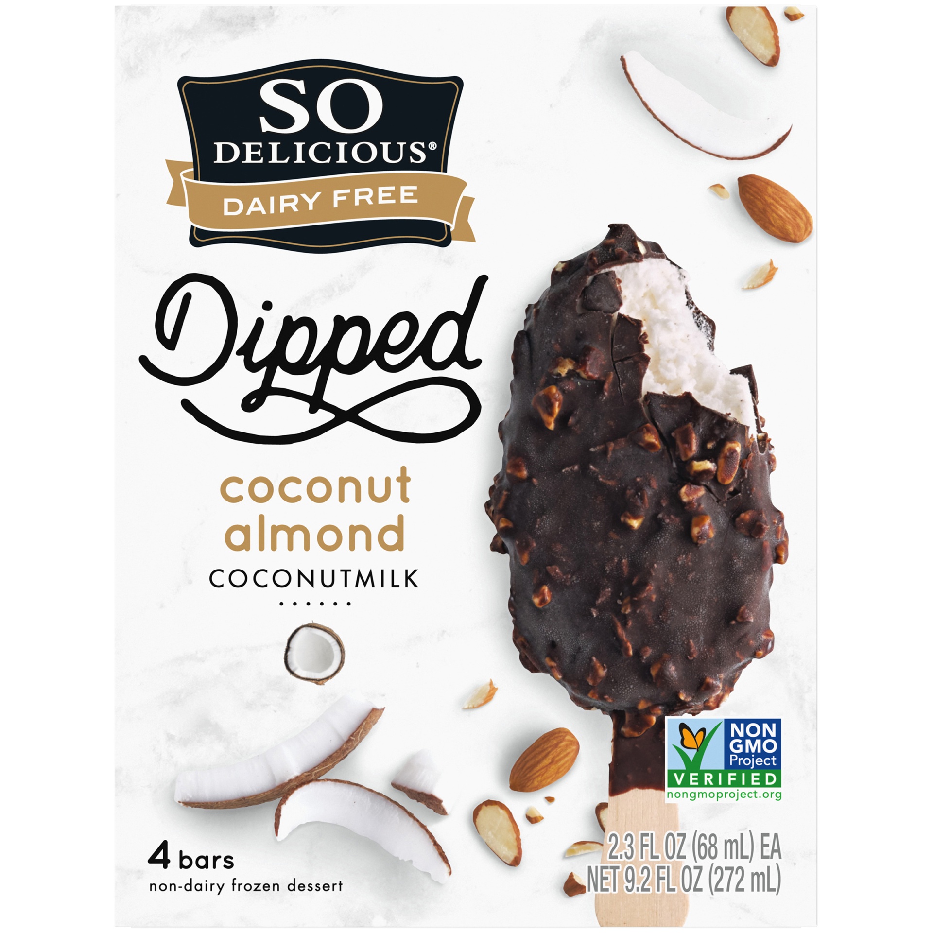 slide 4 of 7, So Delicious Dairy Free Dipped Coconut Almond Coconut Milk Frozen Dessert Bar, 2.3 ct