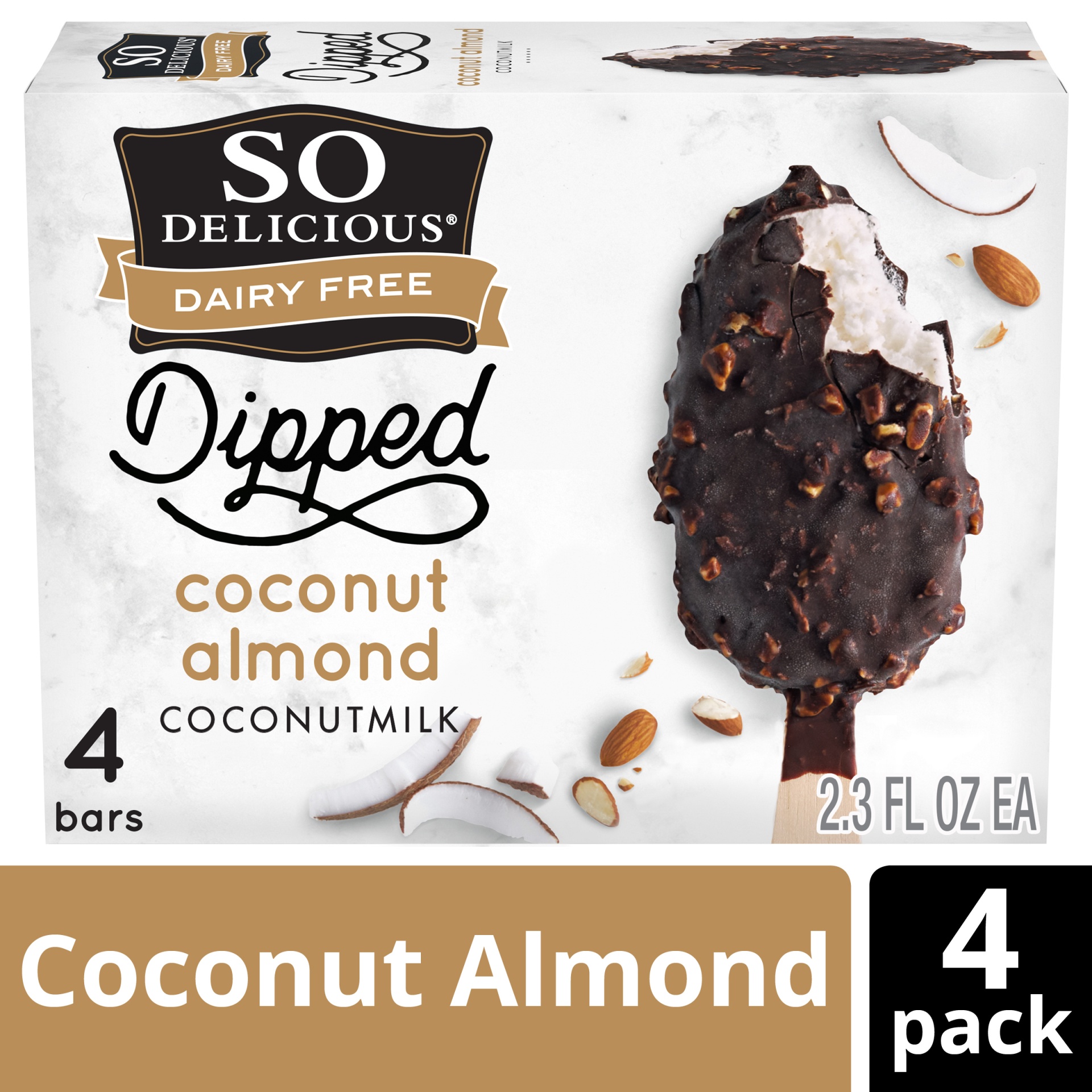 slide 1 of 7, So Delicious Dairy Free Dipped Coconut Almond Coconut Milk Frozen Dessert Bar, 2.3 ct