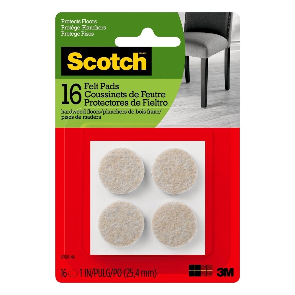 slide 1 of 3, Scotch Felt Pads, Beige, Round, 16 ct; 1 in