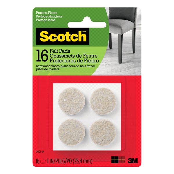 slide 1 of 5, Scotch Felt Pads, Beige, Round, 16 ct; 1 in