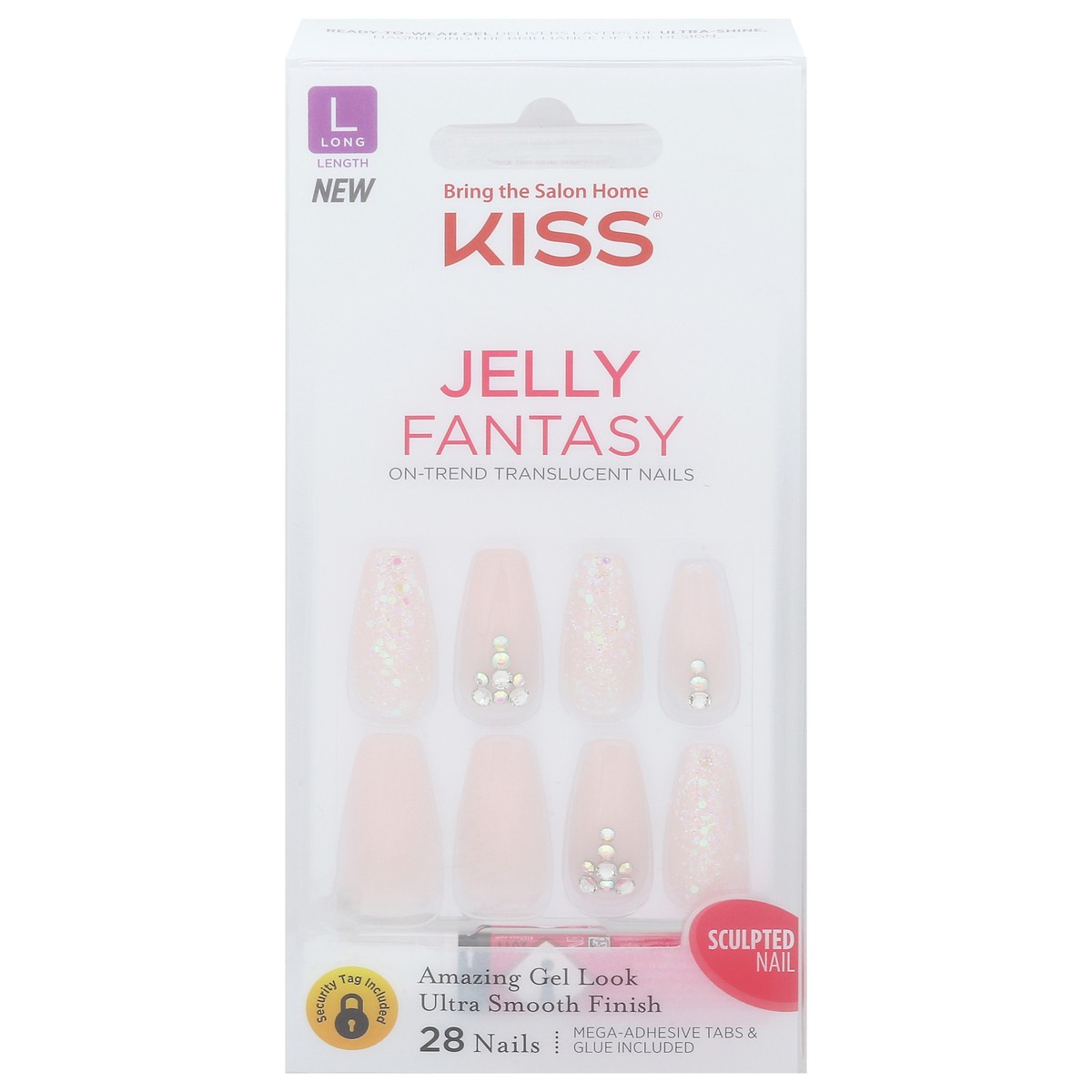 slide 1 of 5, Kiss Jelly Fantasy Long Length On-Trend Translucent Nails 28 ea, 1 ct