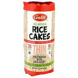 Galil Gluten Free All-Natural Thin Multigrain with Chia Seeds Rice Cakes 18 Each