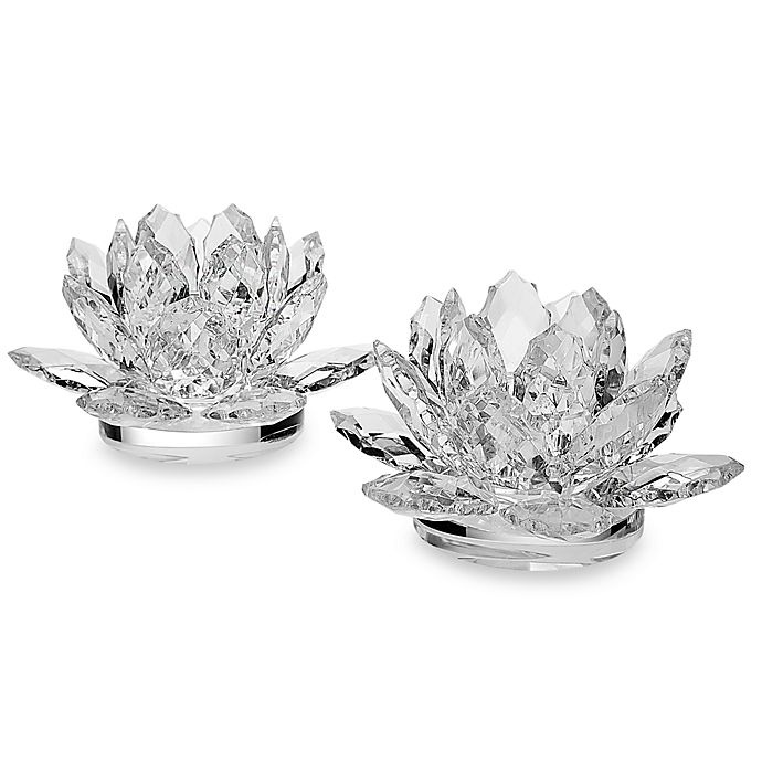 slide 1 of 1, Godinger Lotus Candle Holders, 2 ct