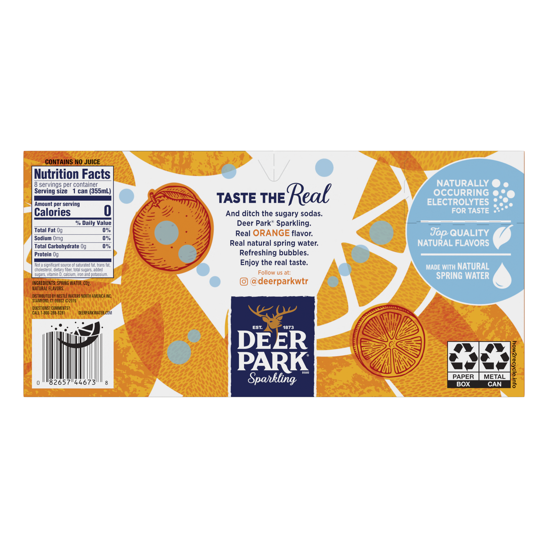 slide 4 of 5, Deer Park Sparkling Water, Orange- 12 oz, 8 ct; 12 fl oz