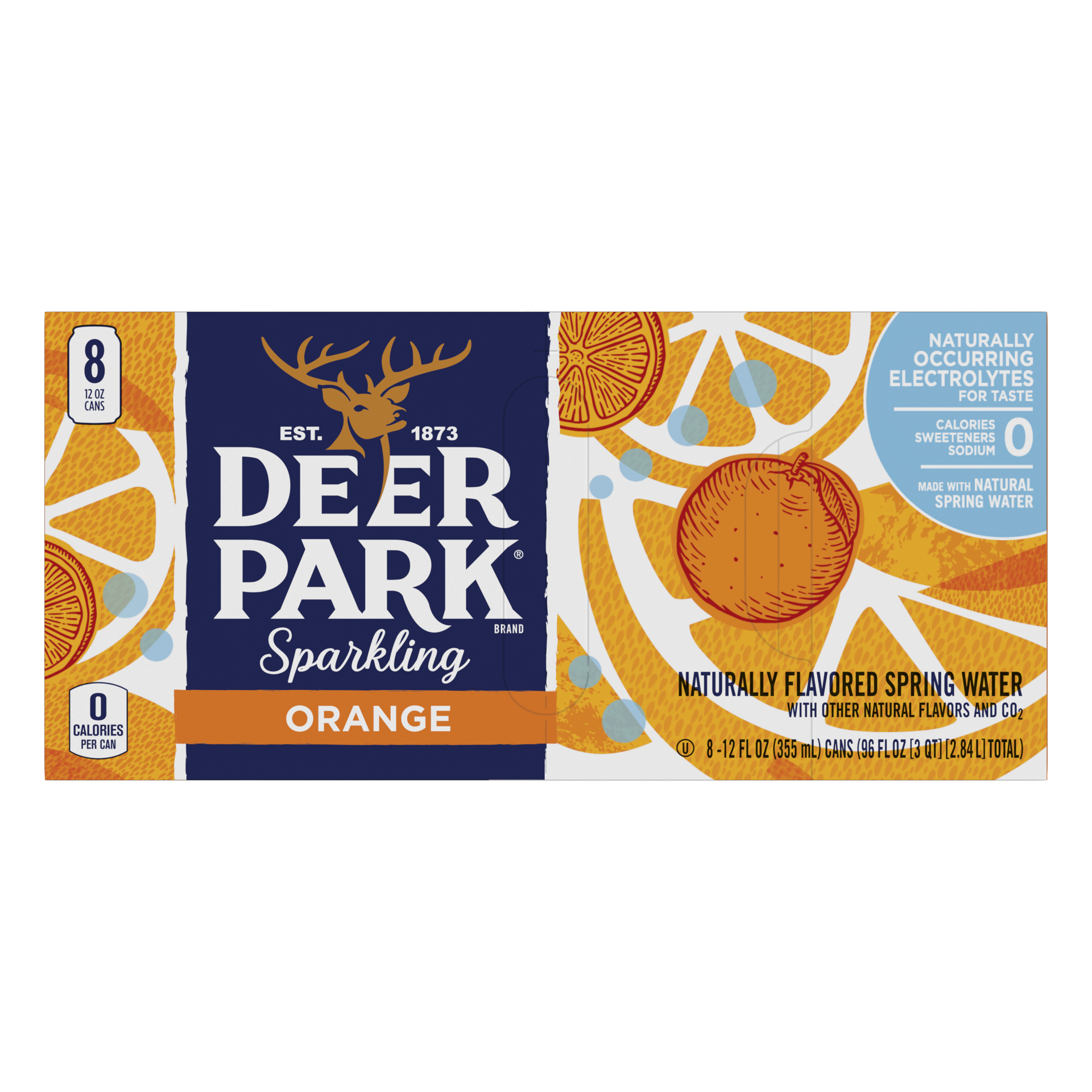 slide 5 of 5, Deer Park Sparkling Water, Orange- 12 oz, 8 ct; 12 fl oz