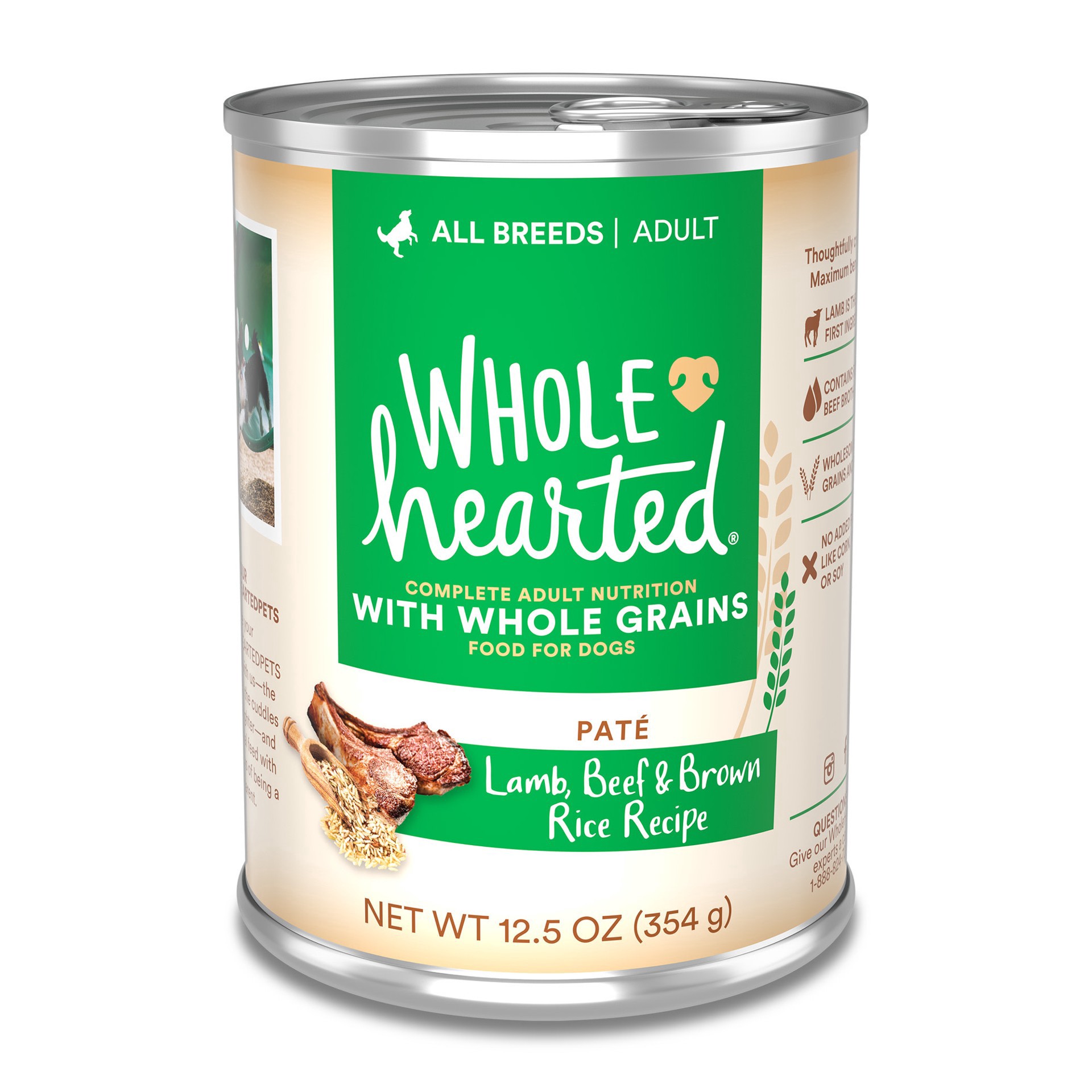 slide 1 of 1, WholeHearted Lamb Beef & Brown Rice Recipe Pate Dog Food 12.5 oz., 1 ct