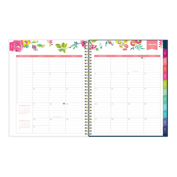 slide 4 of 10, Blue Sky Day Designer Weekly/Monthly Planner, 8-1/2'' X 11'', Peyton Navy, January To December 2021, 103617, 1 ct
